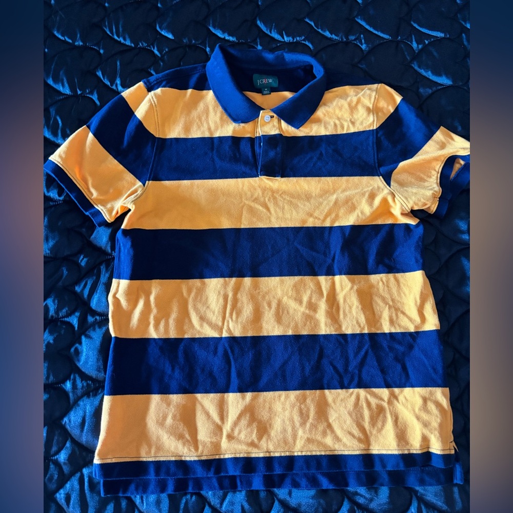 J. Crew Striped Polo Shirt - Blue and Yellow